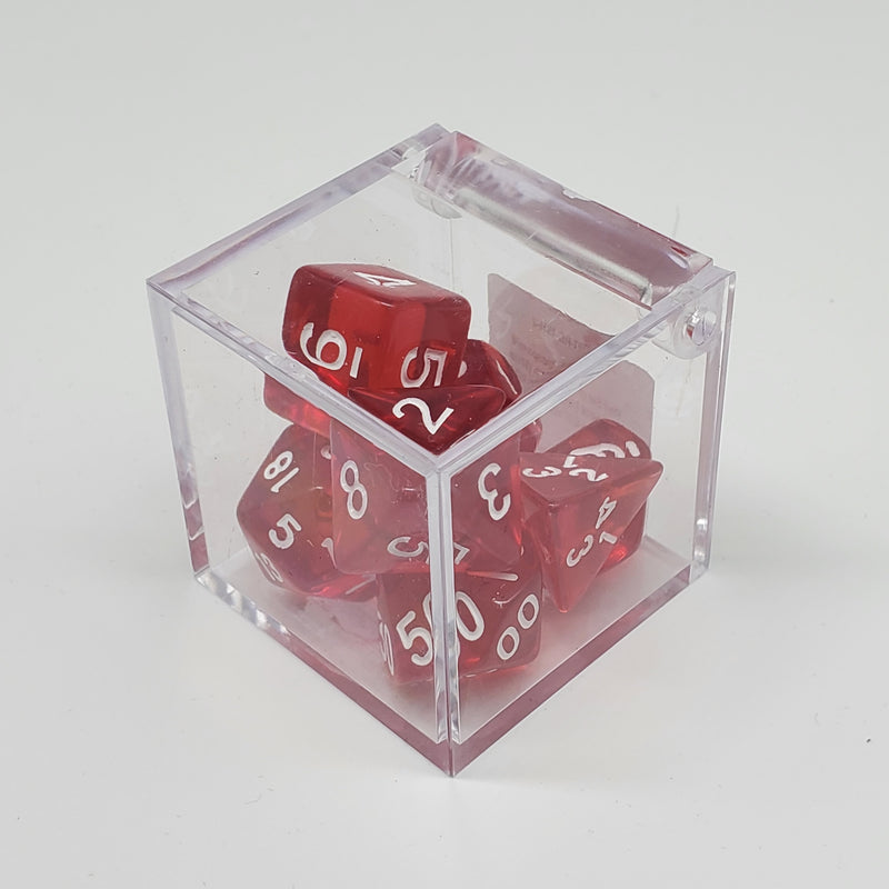 Critical Hit Collectibles - Transparent Red Polyhedral Dice with White Numbers - (7-Pack)