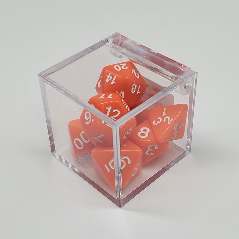 Critical Hit Collectibles - Opaque Orange Polyhedral Dice with White Numbers - (7-Pack)