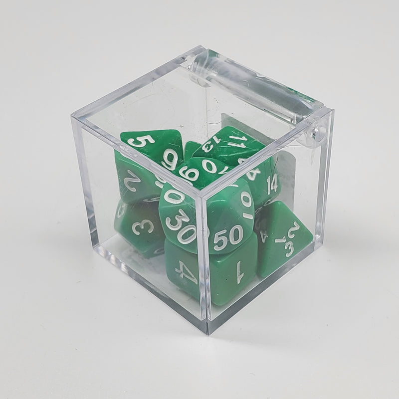 Critical Hit Collectibles - Opaque Green Polyhedral Dice with White Numbers - (7-Pack)