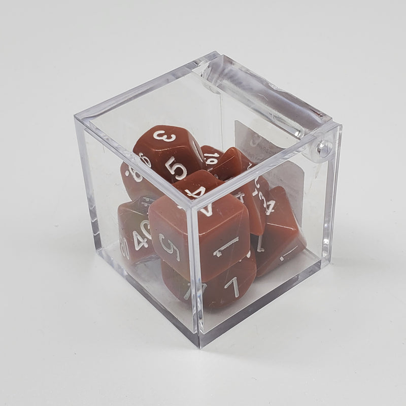 Critical Hit Collectibles - Opaque Brown Polyhedral Dice with White Numbers - (7-Pack)
