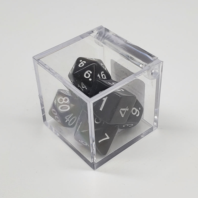 Critical Hit Collectibles - Opaque Black Polyhedral Dice with White Numbers - (7-Pack)