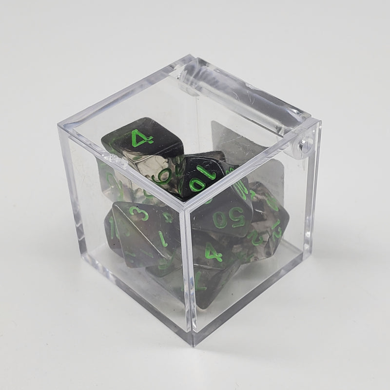 Critical Hit Collectibles - Nebula Black Polyhedral Dice with Green Numbers - (7-Pack)
