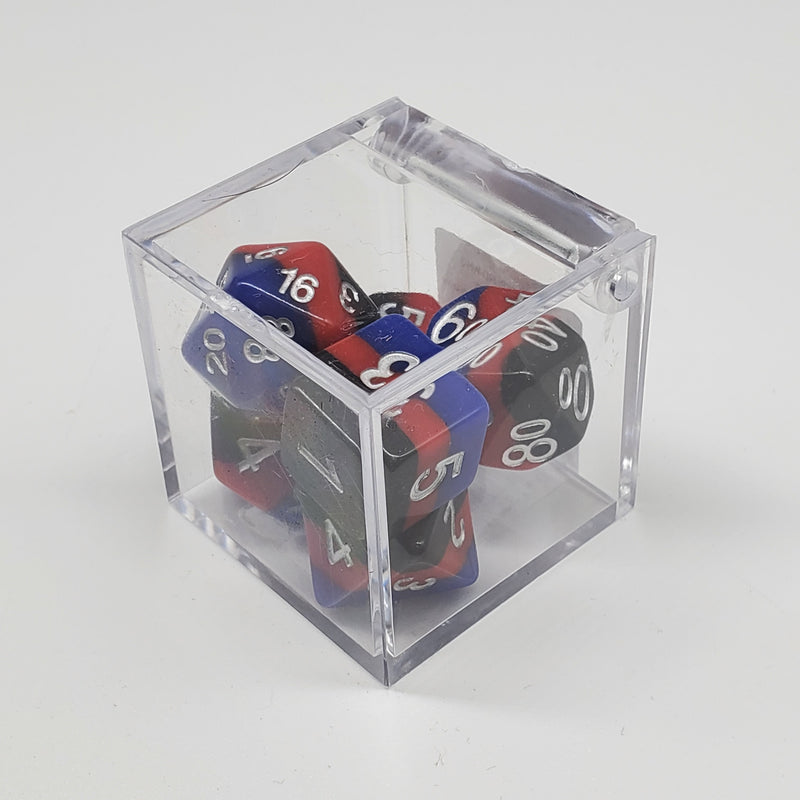 Critical Hit Collectibles - Multi-layer Black/Blue/Red Polyhedral Dice with Gold Numbers - (7-Pack)