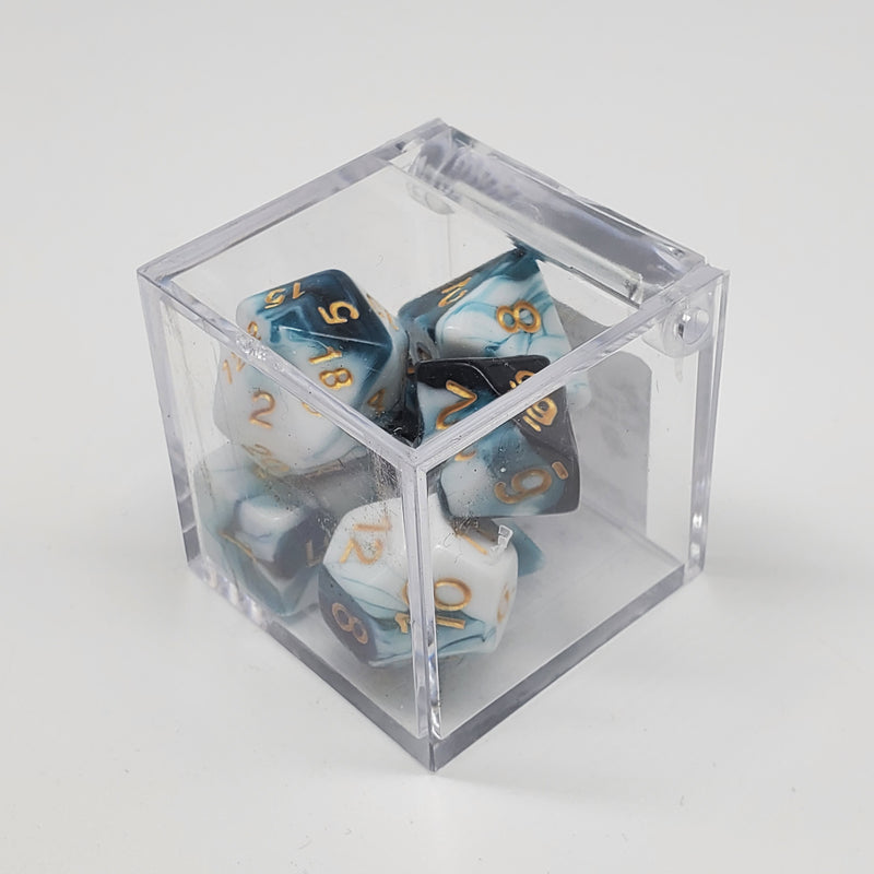Critical Hit Collectibles - Milky Teal Polyhedral Dice with Gold Numbers - (7-Pack)