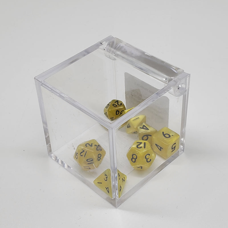 Critical Hit Collectibles - Marbled Yellow Mini-Polyhedral Dice with Black Numbers - (7-Pack)