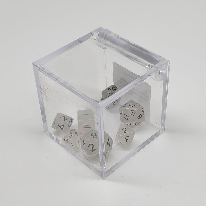 Critical Hit Collectibles - Glow White Mini-Polyhedral Dice with Black Numbers - (7-Pack)