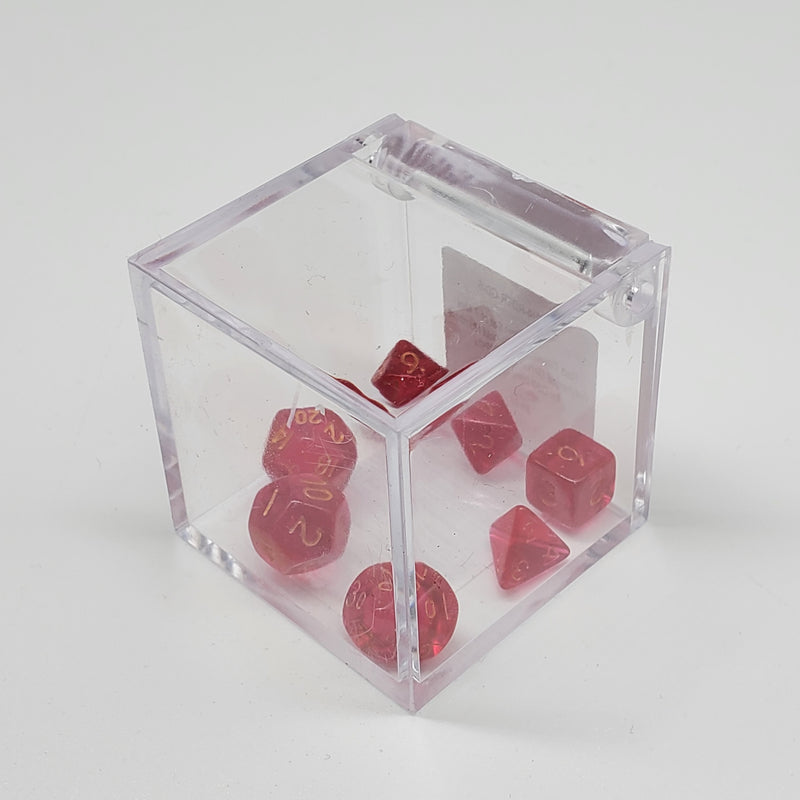 Critical Hit Collectibles - Transparent Red Mini-Polyhedral Dice with Gold Numbers - (7-Pack)