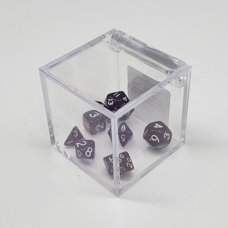 Critical Hit Collectibles - Glitter Purple Mini-Polyhedral Dice with White Numbers - (7-Pack)
