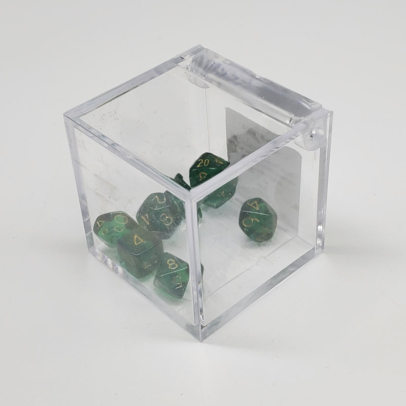 Critical Hit Collectibles - Transparent Green Mini-Polyhedral Dice with Gold Numbers - (7-Pack)