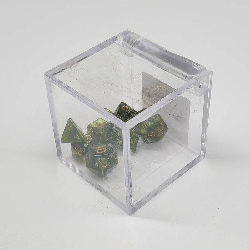 Critical Hit Collectibles - Marbled Grass Green Mini-Polyhedral Dice with Gold Numbers - (7-Pack)