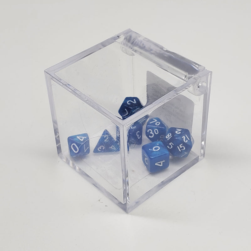Critical Hit Collectibles - Marbled Blue Mini-Polyhedral Dice with White Numbers - (7-Pack)