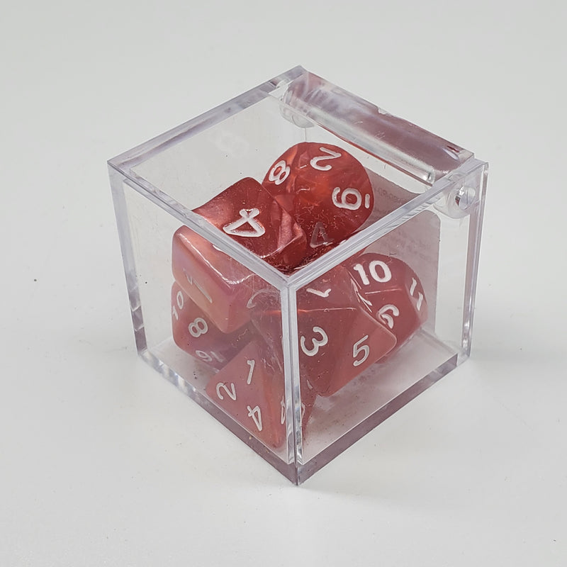 Critical Hit Collectibles - Marbled Red Polyhedral Dice with White Numbers - (7-Pack)