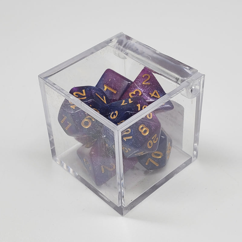 Critical Hit Collectibles - Galaxy Blue/Purple Polyhedral Dice with Gold Numbers - (7-Pack)