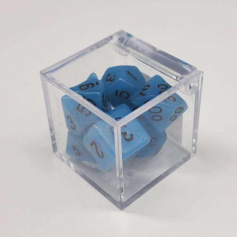 Critical Hit Collectibles - Glow-in-the-Dark Blue Polyhedral Dice with Black Numbers - (7-Pack)
