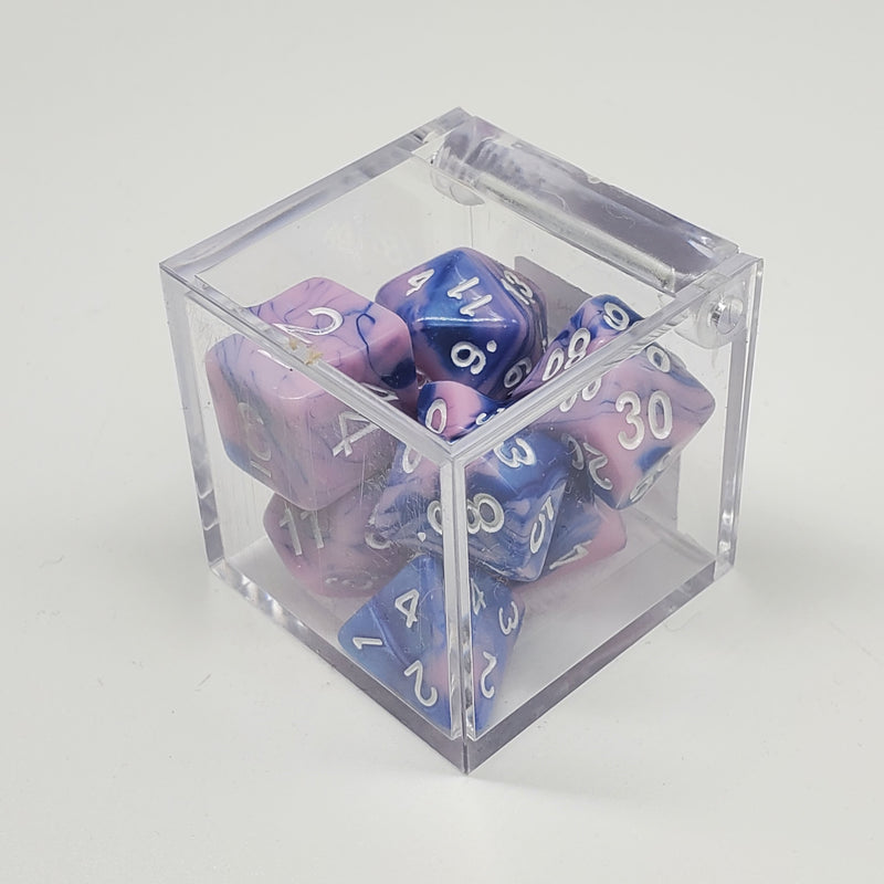 Critical Hit Collectibles - Fusion Blue/Pink Polyhedral Dice with White Numbers - (7-Pack)