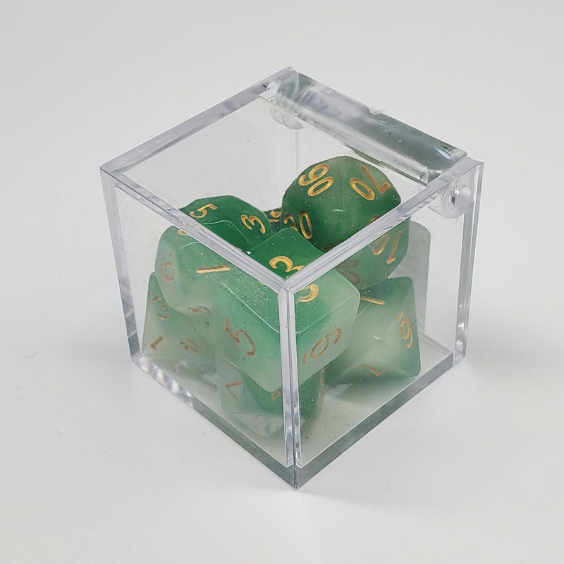 Critical Hit Collectibles - Fusion Glow-in-the-Dark Green/White Polyhedral Dice with Gold Numbers - (7-Pack)