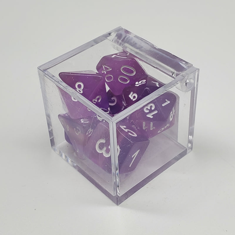 Critical Hit Collectibles - Aurora Purple Polyhedral Dice with White Numbers - (7-Pack)