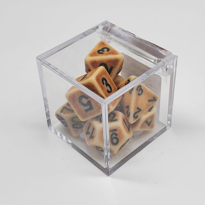 Critical Hit Collectibles - Ancient Bone Polyhedral Dice with Black Numbers - (7-Pack)