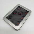 Critical Hit Collectibles - RPG Gunmetal Metal Polyhedral Dice with Red Numbers - (7-Pack)