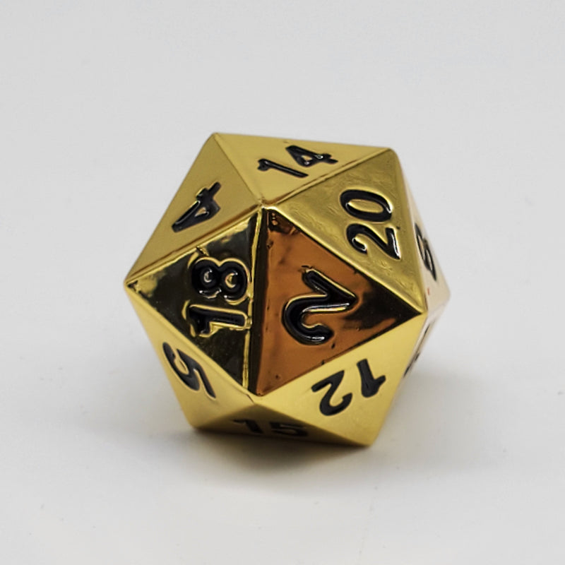 Critical Hit Collectibles - Metal D20 - Shiny Gold with Black Numbers