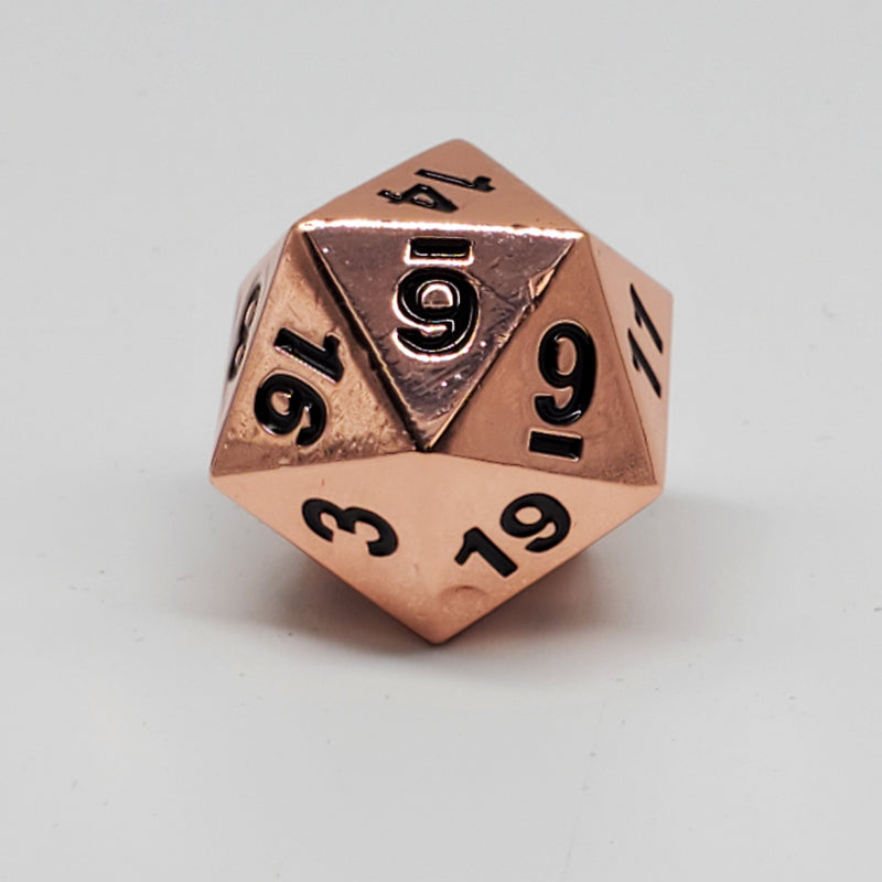 Critical Hit Collectibles - Metal D20 - Shiny Copper with Black Numbers