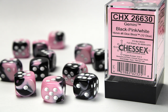 Chessex Gemini Black-Pink/White 12-Die Set