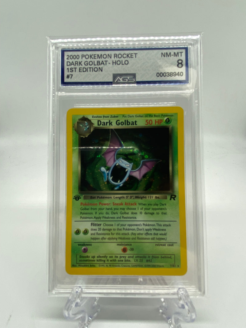 AGS Graded 2000 Pokemon Rocket Holo Dark Golbat 1st Edition 7/82 8.0