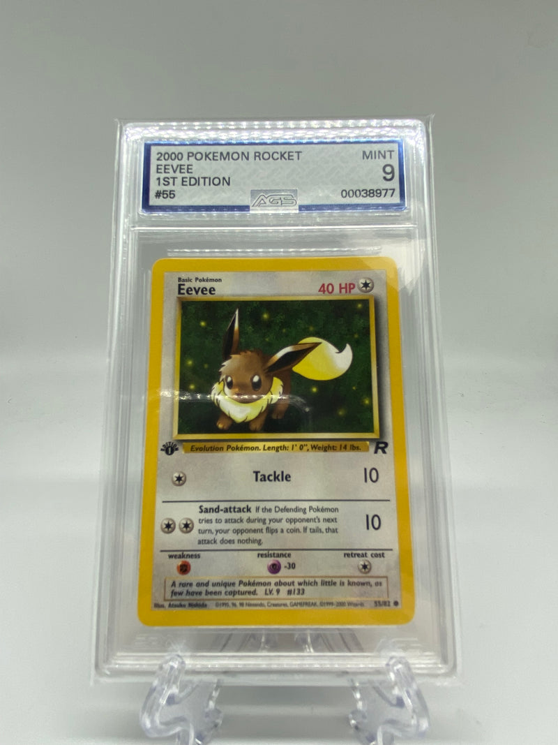 AGS Graded 2000 Pokemon Rocket Eevee 1st Edition 55/82 9.0