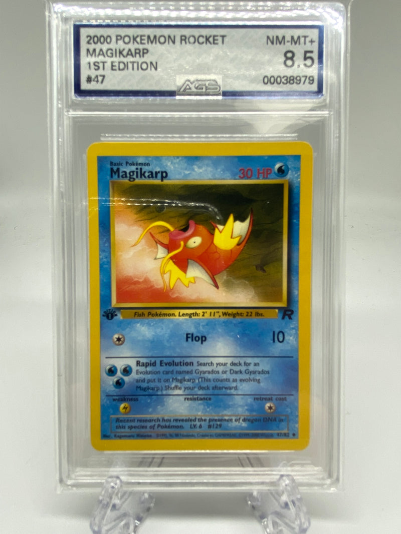 AGS Graded 2000 Pokemon Rocket Magikarp 1st Edition 47/82 8.5