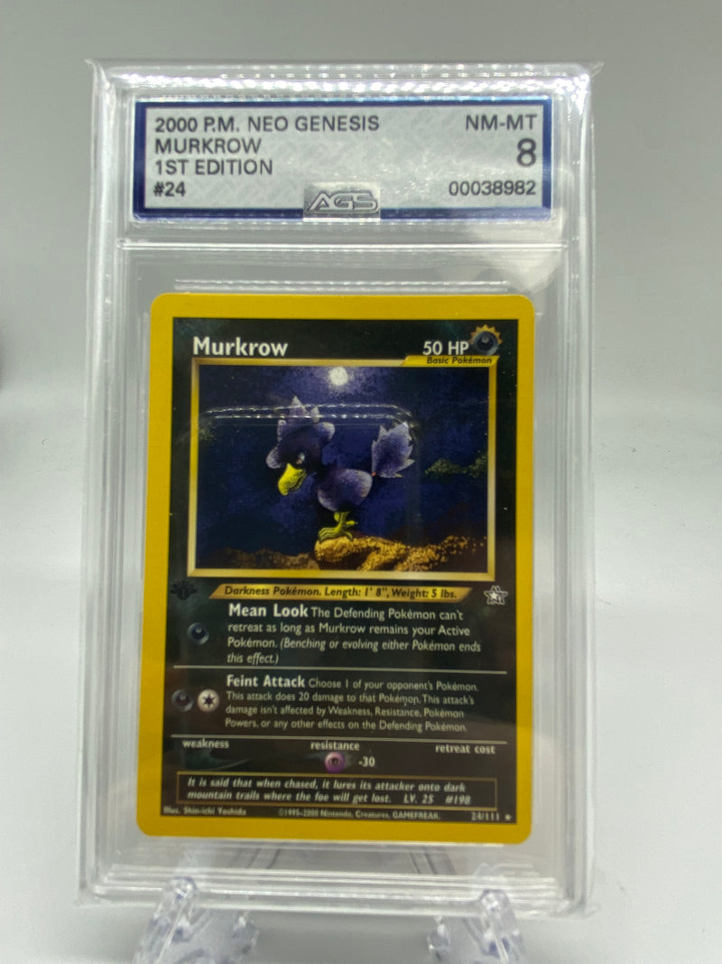 AGS Graded 2000 Pokemon Neo Genesis Murkrow 1st Edition 24/111 8.0