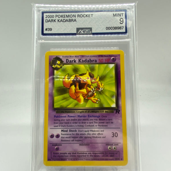 AGS Graded 2000 Pokemon Rocket Dark Kadabra 39/82 9.0