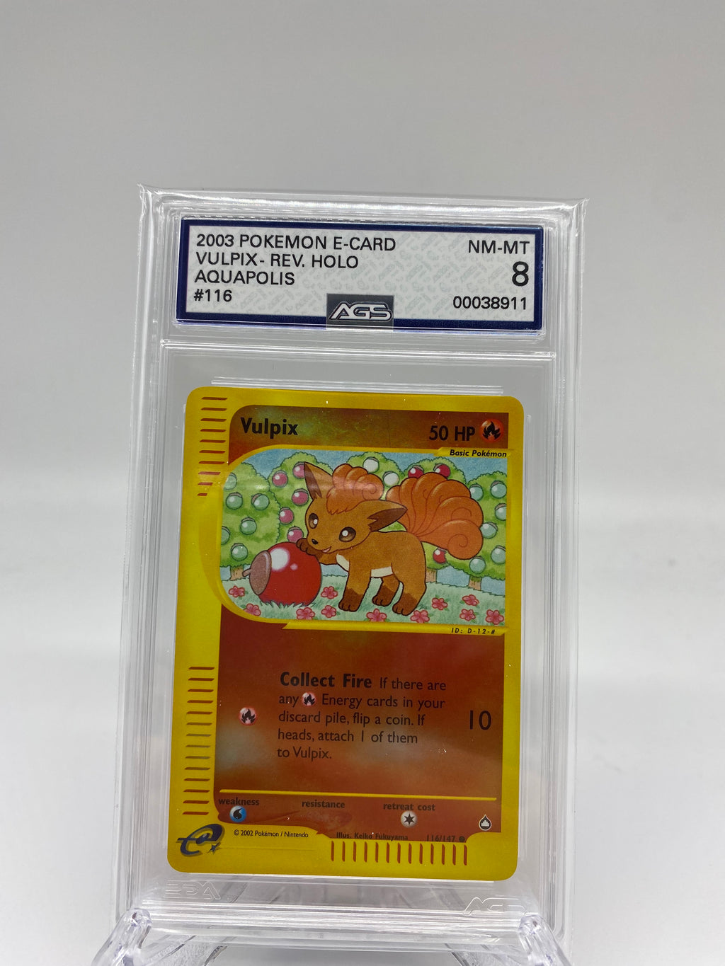 ags graded pokemon cards AGS Graded 2003 Pokemon Aquapolis Reverse Holo Vulpix 116/147 8.0