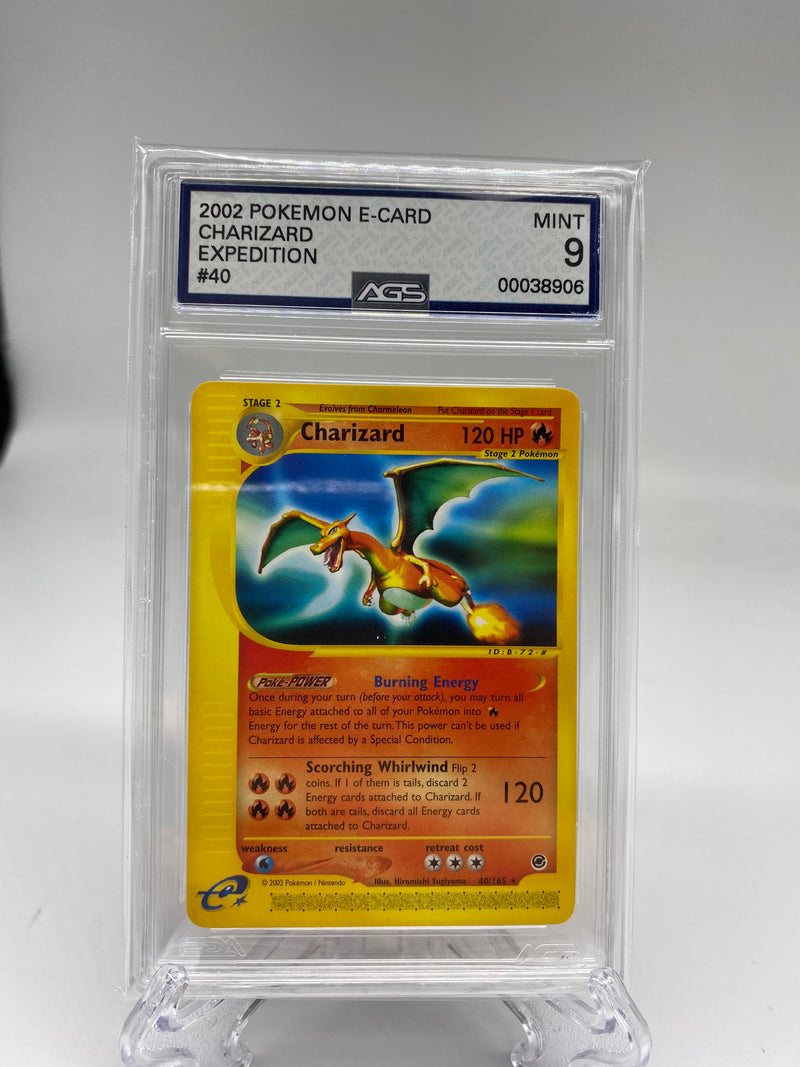 AGS Graded 2001 Pokemon E-Card Expedition Charizard 40/165 9.0