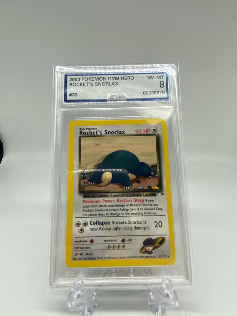 AGS Graded 2000 Pokemon Gym Hero Rocket's Snorlax 33/132 8.0