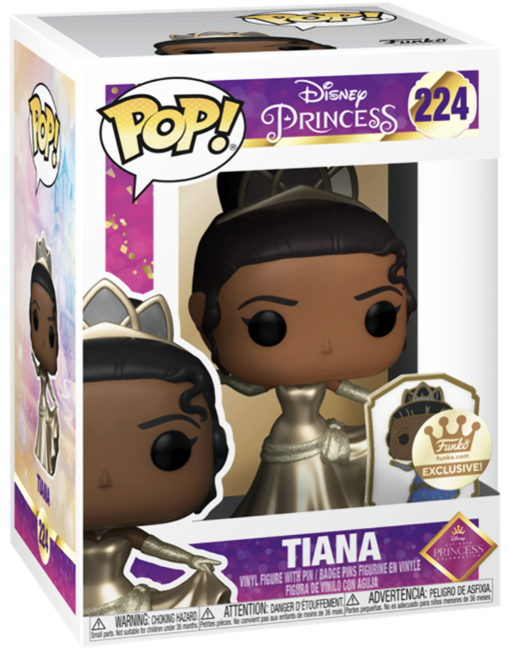 Tiana (Dancing | Gold) with Pin Pop! Vinyl Figure