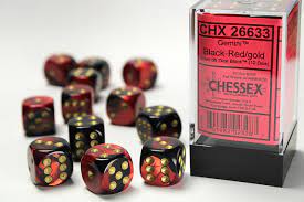 Chessex Gemini Black-Red/ Gold 12-Die Set