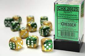 Chessex Gemini Gold-Green/White 12-Die Set