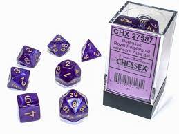 Chessex Borealis Royal Purple / Gold Polyhedral 7-Die Set