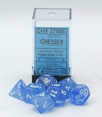 Chessex Borealis Sky Blue/ White Polyhedral 7-Die Set