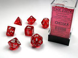 Chessex Translucent Red/ White Polyhedral 7-Die Set