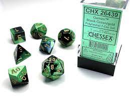 Chessex Gemini Black-Green/ Gold Polyhedral 7-Die Set