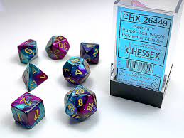 Chessex Gemini Purple-Teal /Gold Polyhedral 7-Die Set