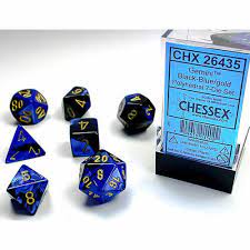 Chessex Gemini Black-Blue /Gold Polyhedral 7-Die Set