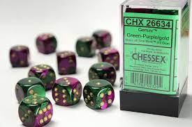 Chessex Gemini Green-Purple/ Gold Polyhedral 12-Die Set