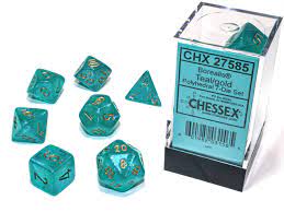 Chessex Borealis Teal Blue/ Gold Polyhedral 7-Die Set