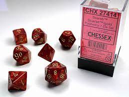 Chessex Scarab Scarlet/ Gold Polyhedral 7-Die Set