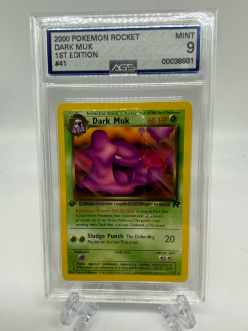 AGS Graded 2000 Pokémon Rocket Dark Mulk 1st Edition 41/82 9.0