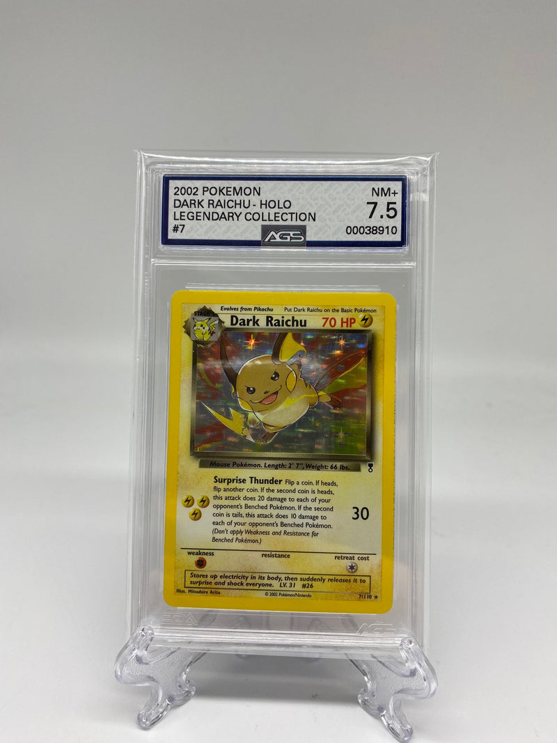 AGS Graded 2002 Pokémon Legendary Collection Holo Dark Raichu 7/110 7.5