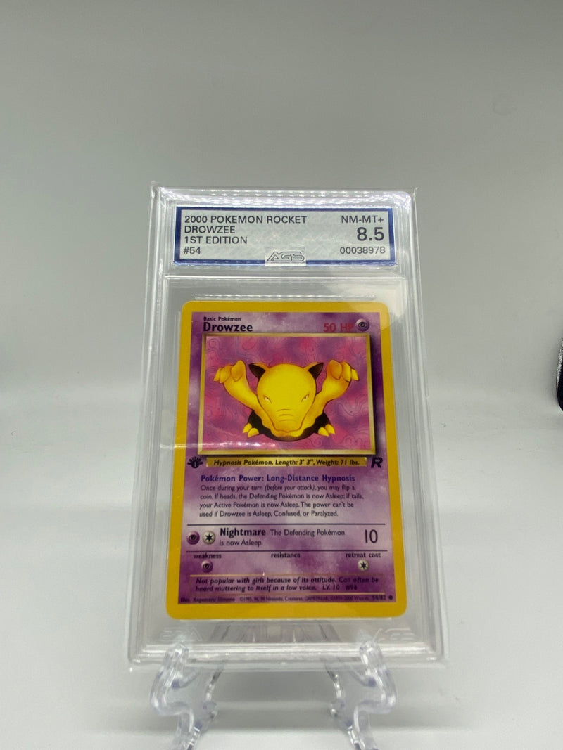 AGS Graded 2000 Pokemon Rocket Drowzee 1st Edition 54/82 8.5