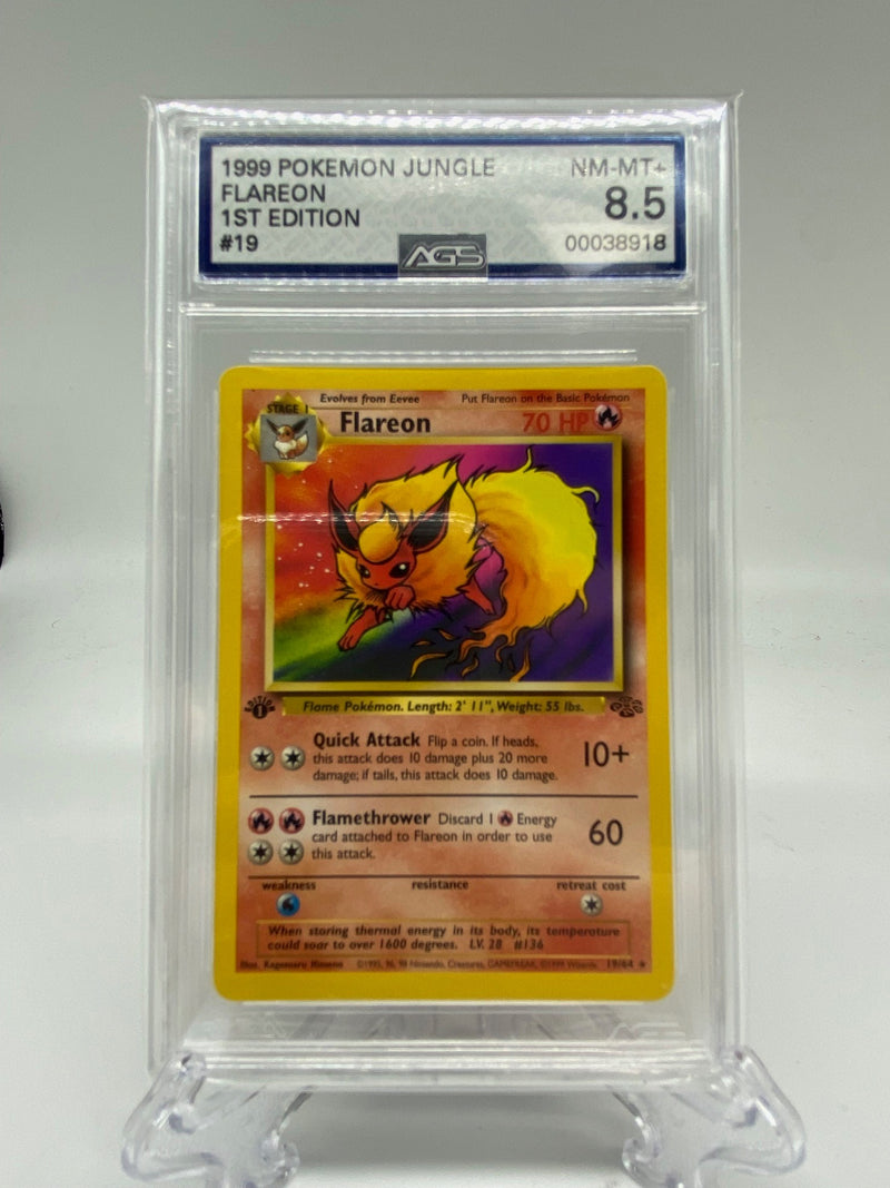 AGS Graded 1999 Pokémon Jungle Flareon 1st Edition 19/64 8.5